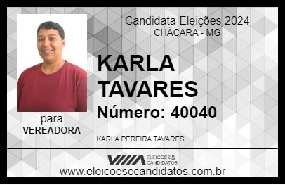 Candidato KARLA TAVARES 2024 - CHÁCARA - Eleições