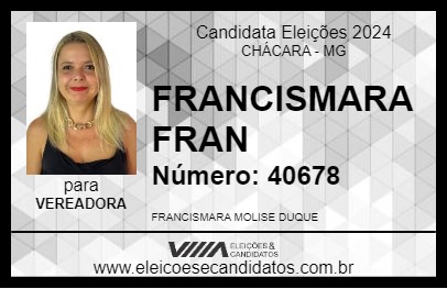 Candidato FRANCISMARA FRAN 2024 - CHÁCARA - Eleições