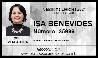 Candidato ISA BENEVIDES 2024 - TIMÓTEO - Eleições