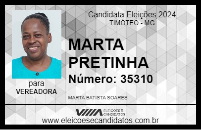 Candidato MARTA PRETINHA 2024 - TIMÓTEO - Eleições