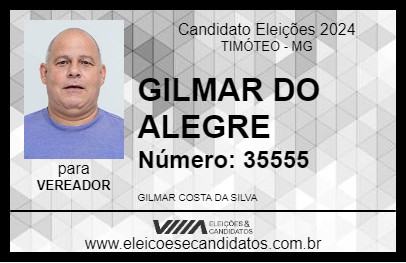 Candidato GILMAR DO ALEGRE 2024 - TIMÓTEO - Eleições