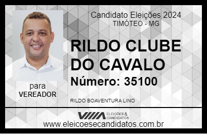 Candidato RILDO CLUBE DO CAVALO 2024 - TIMÓTEO - Eleições