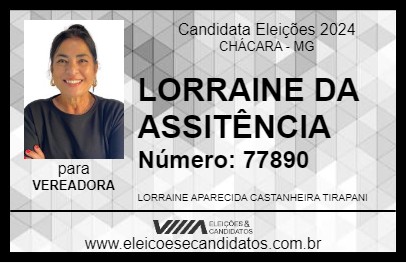 Candidato LORRAINE DA ASSISTÊNCIA 2024 - CHÁCARA - Eleições