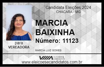 Candidato MARCIA BAIXINHA 2024 - CHÁCARA - Eleições