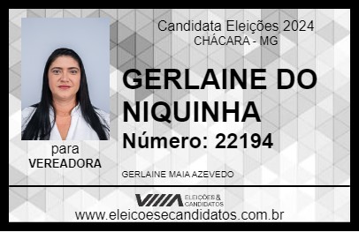 Candidato GERLAINE DO NIQUINHA 2024 - CHÁCARA - Eleições