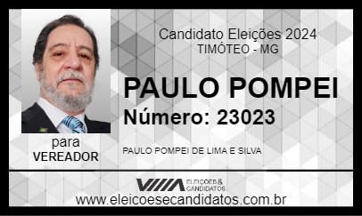 Candidato PAULO POMPEI 2024 - TIMÓTEO - Eleições