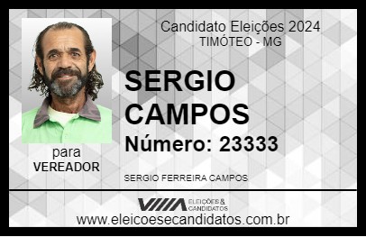 Candidato SERGIO CAMPOS 2024 - TIMÓTEO - Eleições