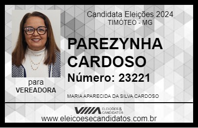 Candidato PAREZYNHA CARDOSO 2024 - TIMÓTEO - Eleições