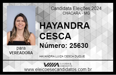 Candidato HAYANDRA CESCA 2024 - CHÁCARA - Eleições