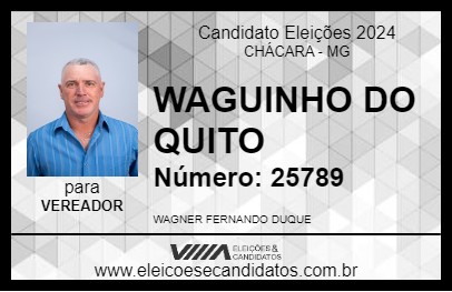 Candidato WAGUINHO DO QUITO 2024 - CHÁCARA - Eleições