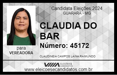 Candidato CLAUDIA DO BAR 2024 - GUARARÁ - Eleições