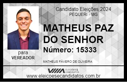 Candidato MATHEUS PAZ DO SENHOR 2024 - PEQUERI - Eleições