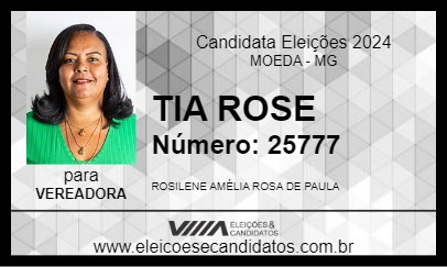 Candidato TIA ROSE 2024 - MOEDA - Eleições