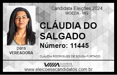 Candidato CLÁUDIA DO SALGADO 2024 - MOEDA - Eleições