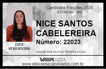 Candidato NICE SANTOS  CABELEREIRA 2024 - EXTREMA - Eleições