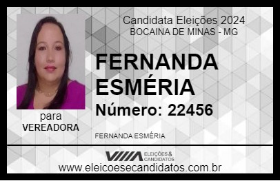 Candidato FERNANDA ESMÉRIA 2024 - BOCAINA DE MINAS - Eleições