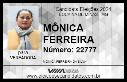 Candidato MÔNICA FERREIRA 2024 - BOCAINA DE MINAS - Eleições