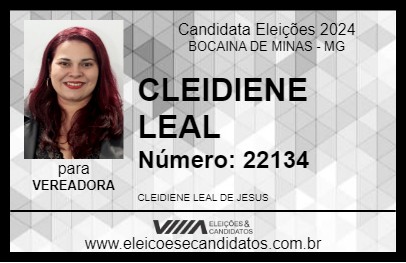 Candidato CLEIDIENE LEAL 2024 - BOCAINA DE MINAS - Eleições