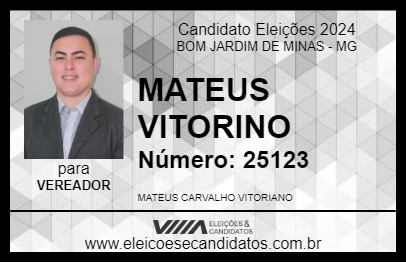 Candidato MATEUS VITORIANO 2024 - BOM JARDIM DE MINAS - Eleições