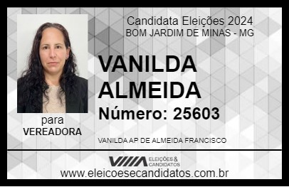 Candidato VANILDA ALMEIDA 2024 - BOM JARDIM DE MINAS - Eleições