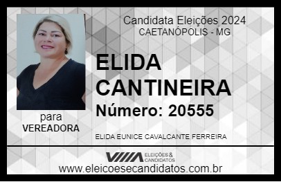 Candidato ELIDA CANTINEIRA 2024 - CAETANÓPOLIS - Eleições