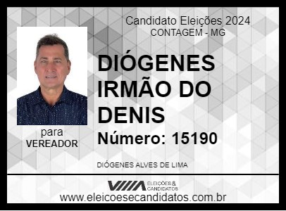 Candidato DIÓGENES IRMÃO DO DENIS 2024 - CONTAGEM - Eleições