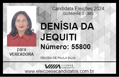 Candidato DENÍSIA DA JEQUITI 2024 - GUANHÃES - Eleições