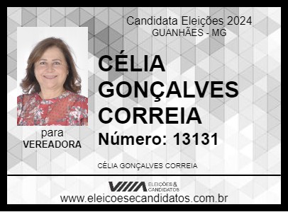 Candidato CÉLIA GONÇALVES CORREIA 2024 - GUANHÃES - Eleições