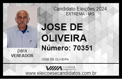 Candidato JOSE DE OLIVEIRA 2024 - EXTREMA - Eleições