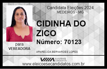 Candidato CIDINHA DO ZICO 2024 - MEDEIROS - Eleições