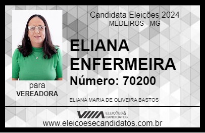 Candidato ELIANA ENFERMEIRA 2024 - MEDEIROS - Eleições