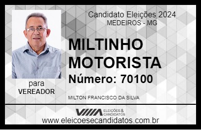 Candidato MILTINHO MOTORISTA 2024 - MEDEIROS - Eleições