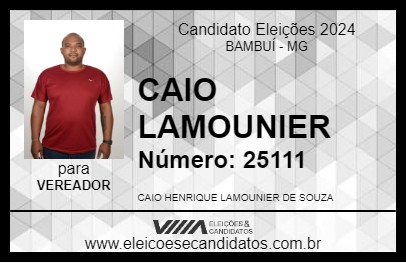 Candidato CAIO LAMOUNIER 2024 - BAMBUÍ - Eleições