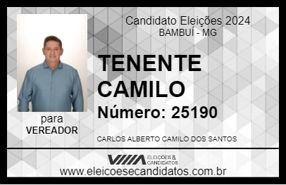 Candidato TENENTE CAMILO 2024 - BAMBUÍ - Eleições