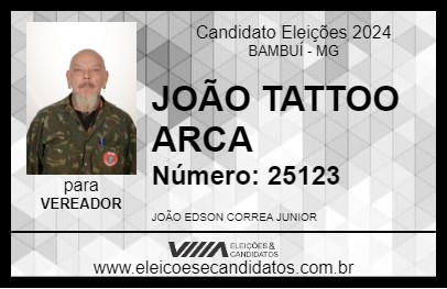 Candidato JOÃO TATTOO ARCA 2024 - BAMBUÍ - Eleições