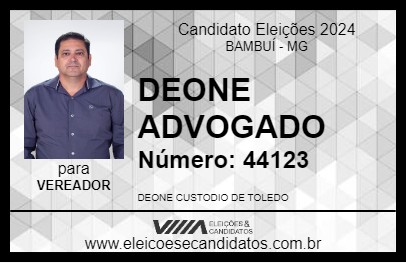 Candidato DEONE ADVOGADO 2024 - BAMBUÍ - Eleições