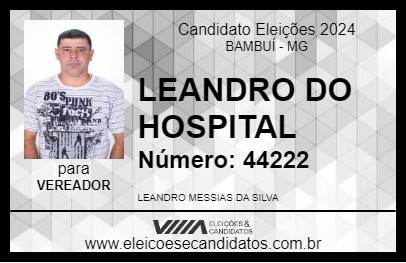 Candidato LEANDRO DO HOSPITAL 2024 - BAMBUÍ - Eleições