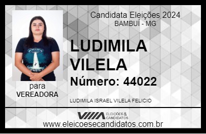 Candidato LUDIMILA VILELA 2024 - BAMBUÍ - Eleições