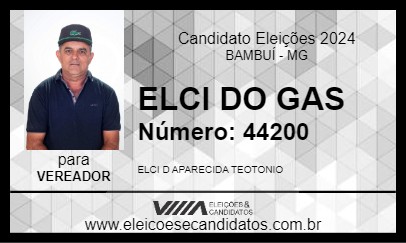 Candidato ELCI DO GAS 2024 - BAMBUÍ - Eleições