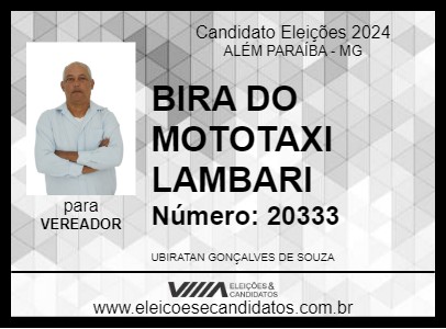 Candidato BIRA DO MOTOTAXI LAMBARI 2024 - ALÉM PARAÍBA - Eleições