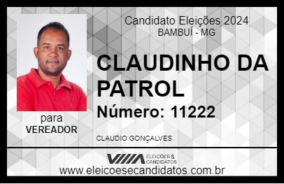 Candidato CLAUDINHO DA PATROL 2024 - BAMBUÍ - Eleições