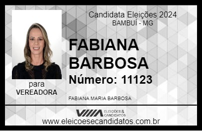 Candidato FABIANA BARBOSA 2024 - BAMBUÍ - Eleições