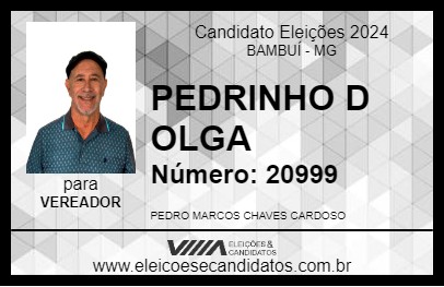 Candidato PEDRINHO D OLGA 2024 - BAMBUÍ - Eleições