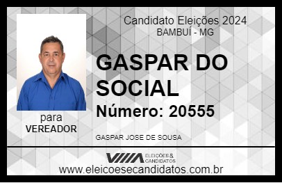 Candidato GASPAR DO SOCIAL 2024 - BAMBUÍ - Eleições