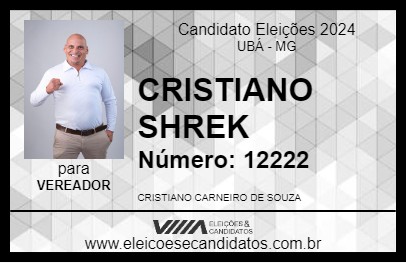 Candidato CRISTIANO SHREK 2024 - UBÁ - Eleições