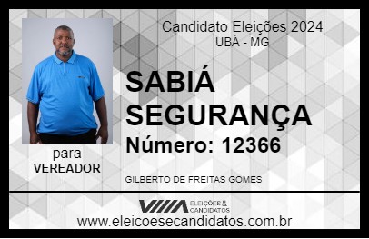 Candidato SABIÁ SEGURANÇA 2024 - UBÁ - Eleições