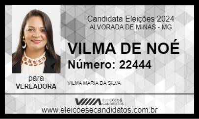 Candidato VILMA DE NOÉ 2024 - ALVORADA DE MINAS - Eleições