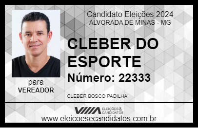 Candidato CLEBER DO ESPORTE 2024 - ALVORADA DE MINAS - Eleições