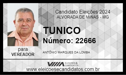 Candidato TUNICO 2024 - ALVORADA DE MINAS - Eleições