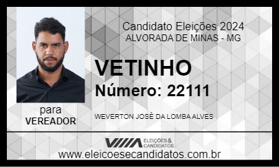 Candidato VETINHO 2024 - ALVORADA DE MINAS - Eleições